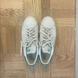 Stan Smith White and Green Athletic Shoes